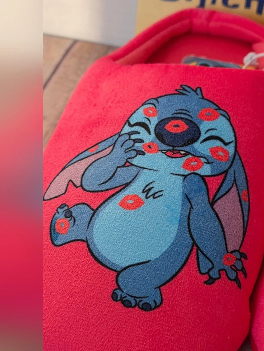 Disney Stitch Pink Plush Slip-On Slippers NWT
